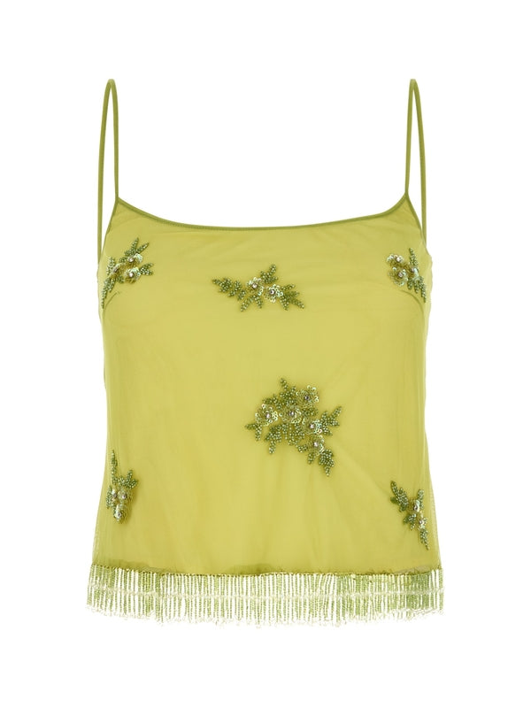 Bead Embroidered Sleeveless Top