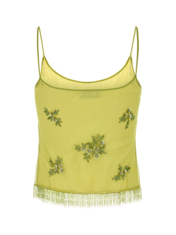 Bead Embroidered Sleeveless Top