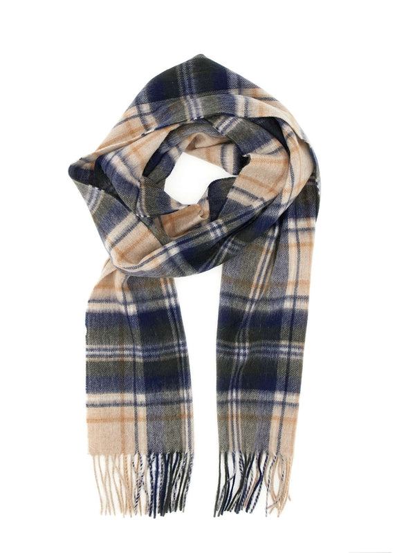 Barbour Checked Navy Wool Mufflers