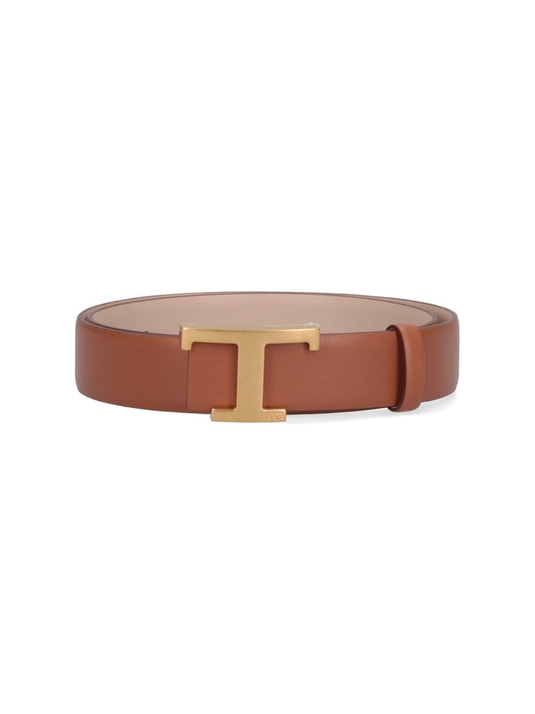 T Logo Leather Belt