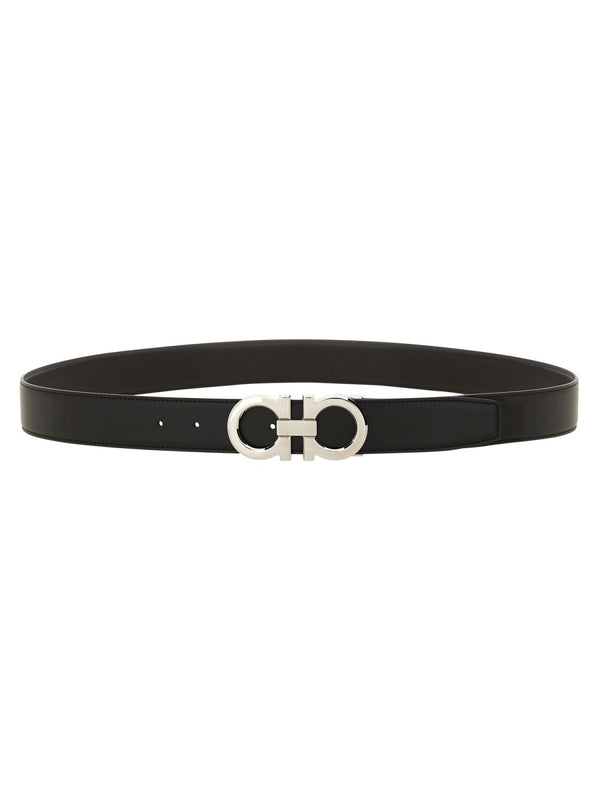 Double Gancini Buckle Leather Belt