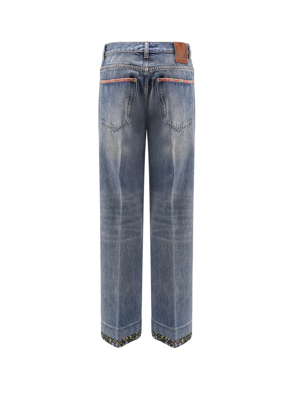 Back Logo Patch Denim Pants