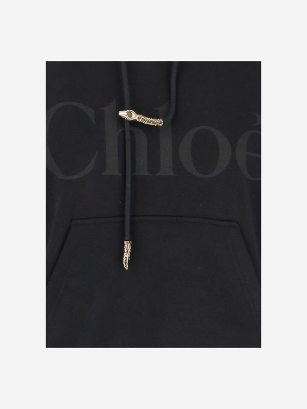 Logo Jacquard Drawstring Cotton Hood