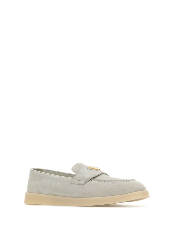 Triangle Logo Suede Loafers