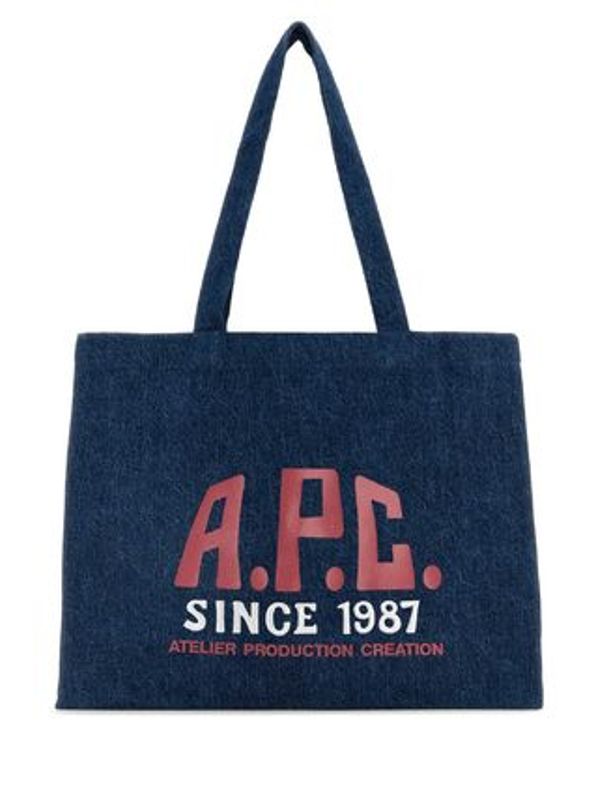 Logo Detail Denim Tote Bag