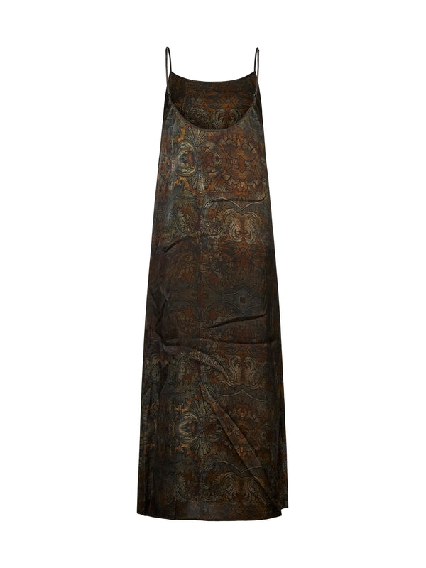 All-Over Printed Silk Long Dress