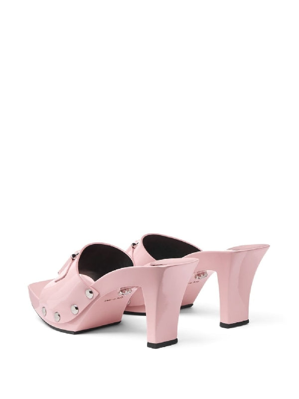 Medusa Buckle Strap Mule Sandals Heel