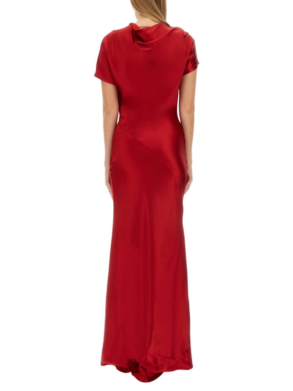 Red Draped Long Dress