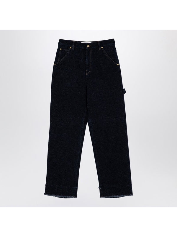 Boucle Back Logo Patch Denim Pants