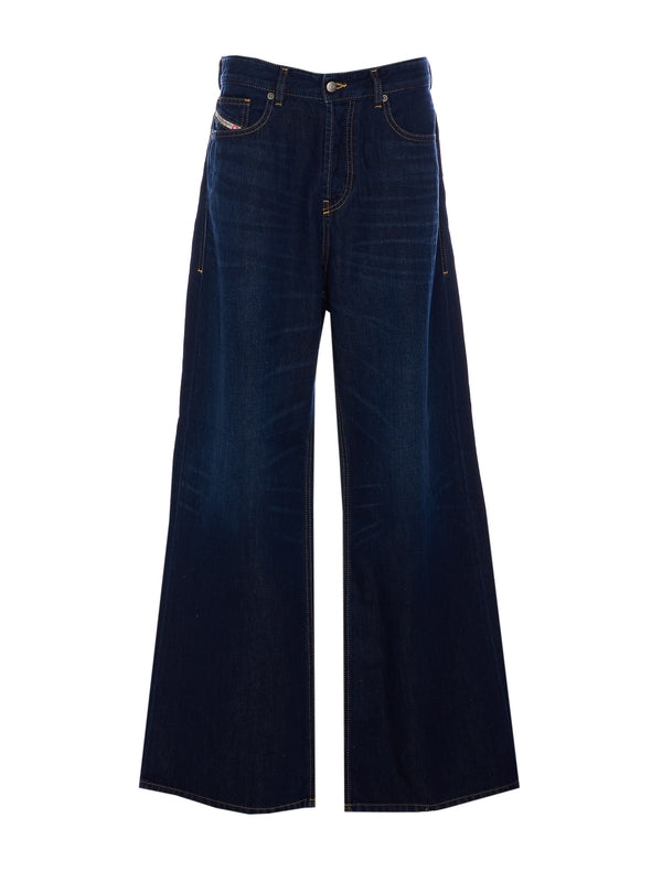 Back Logo Patch Wide Denim Pants