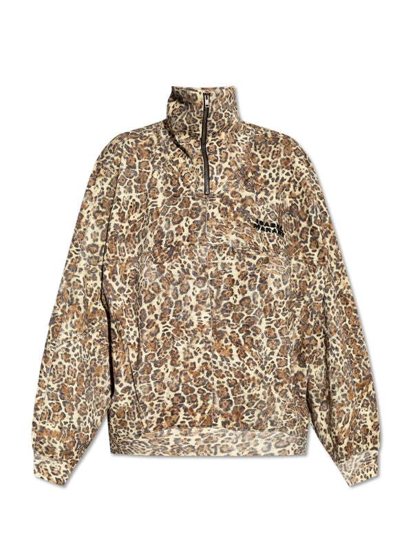 Wilda Leopard Pattern Half Zip
  Sweatshirt