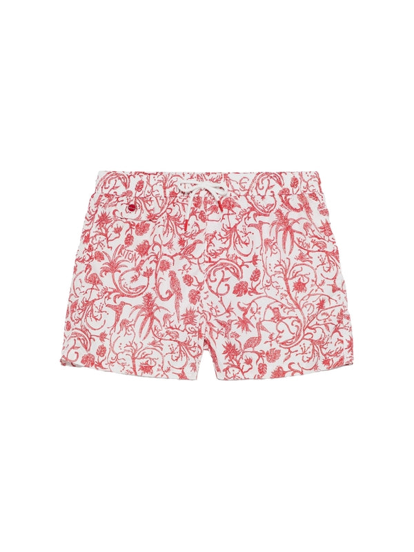 Drawstring Flower Printing Swim Shorts