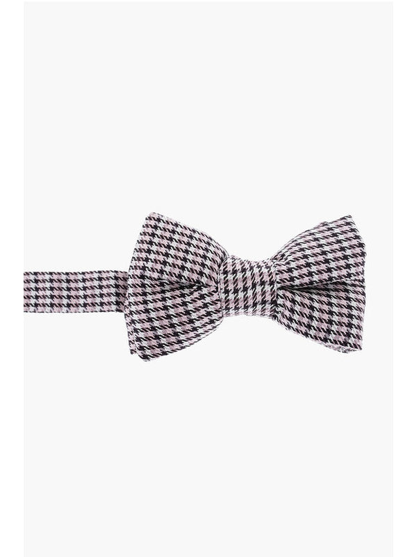 Houndstooth Pattern Silk Bow Tie