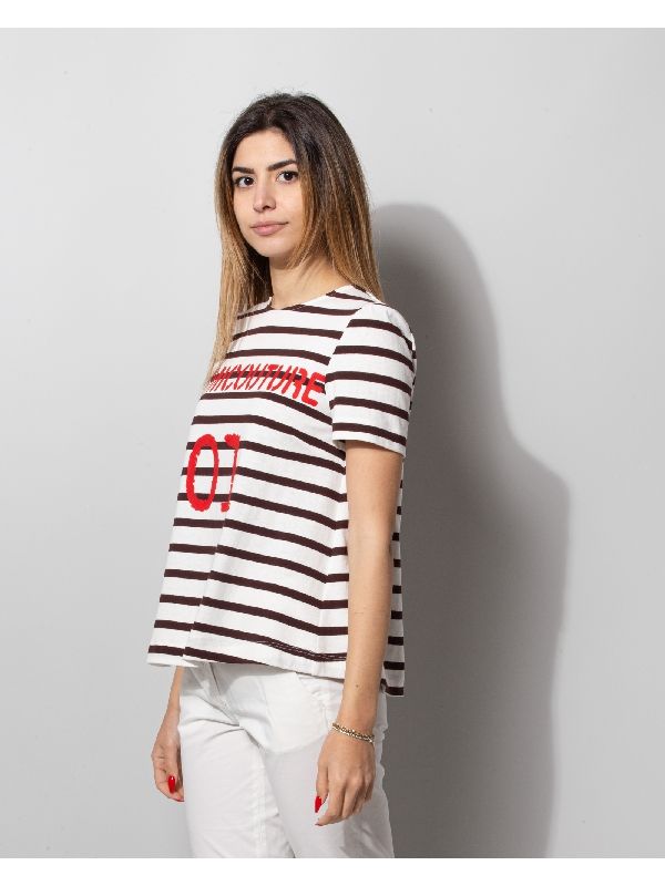 Logo Printing Stripe Short Sleeve T-shirt