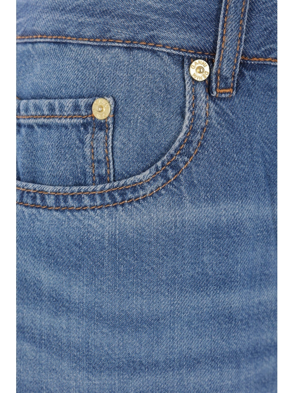 Back Logo Patch Cotton Denim Pants