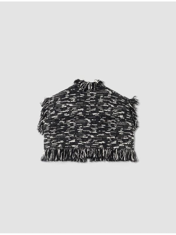 Tweed Fringe Detail Crop Vest