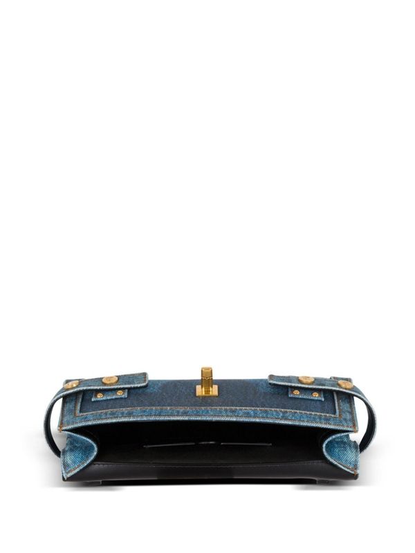 B Buzz 23 Denim Chain Clutch Bag