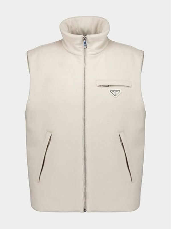 三角形徽标羊绒填充背心