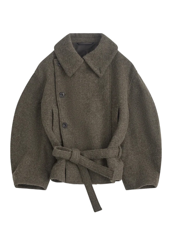 Asymmetric bathrobe short coat
