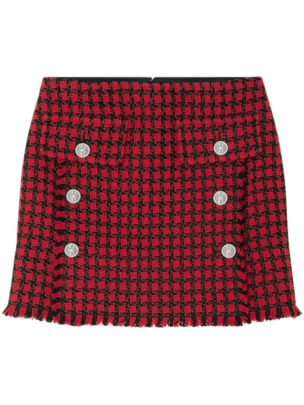 Tweed Check Wool Blend Mini Skirt