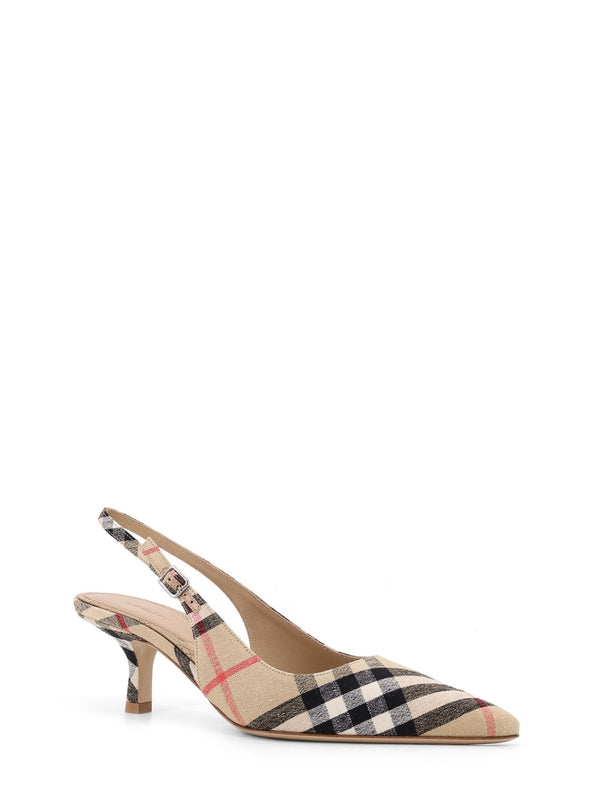 Burberry Beige Checked Slingback Heels