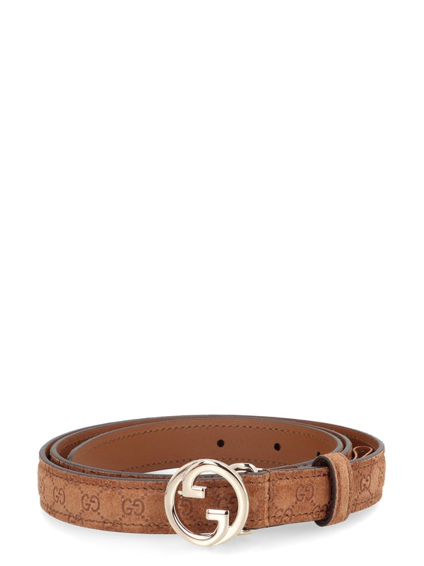 Blondie GG Buckle Suede Belt