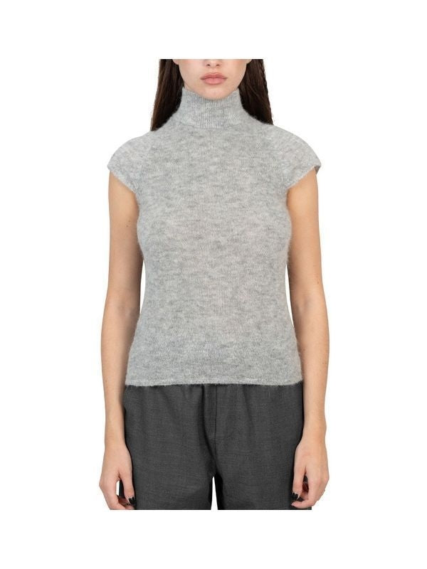 Grey High-Neck Alpaca Nylon Knit