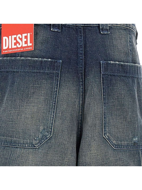 Carpenter Detail Washing Denim Pants