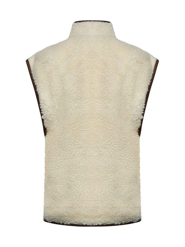 Beige Wool Blend Shearling Vest