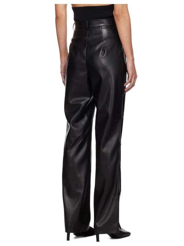 Felina Side Button Faux Leather Pants