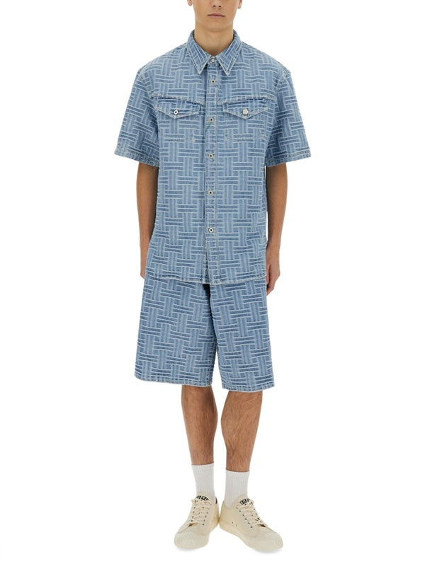 Weave Jacquard Denim Shorts