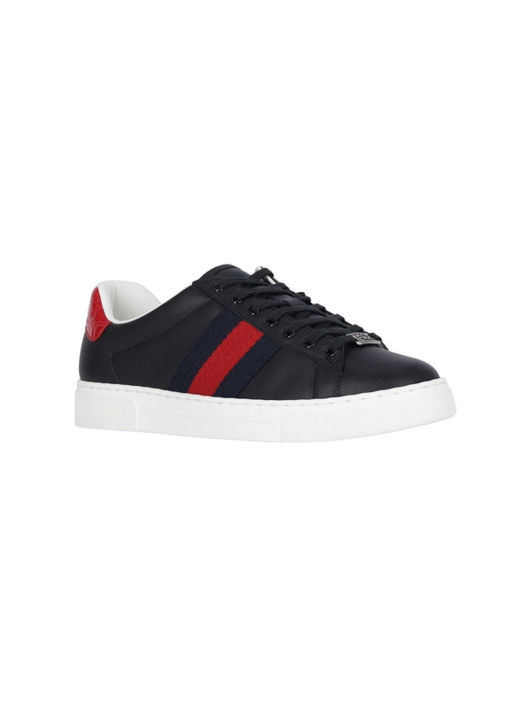 Ace Web Leather Low-Top Sneakers