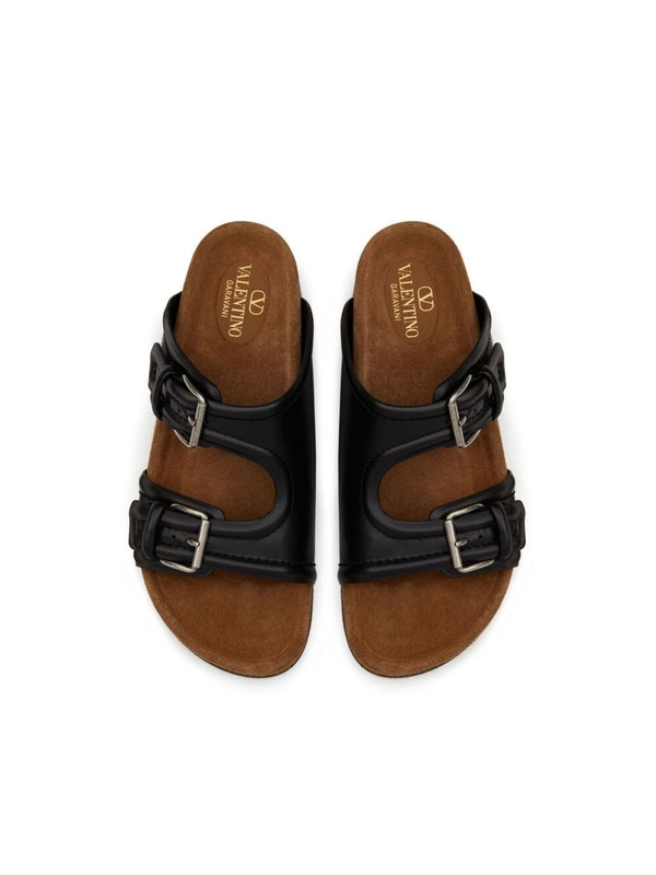 V Logo Double Strap Sandals