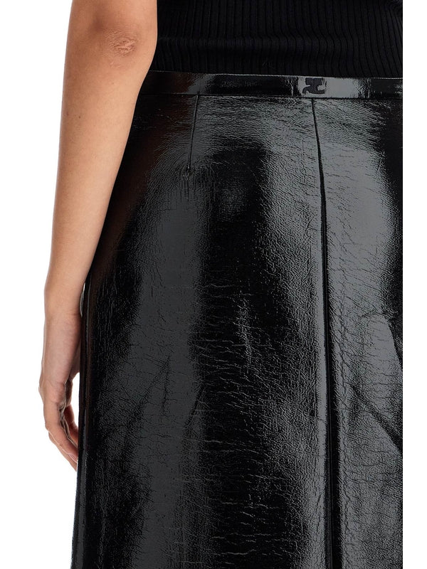 Vinyl Zip-Up Midi Skirt