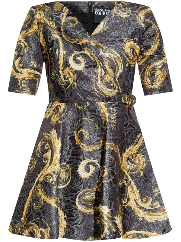 Allover Print Belt Midi Dress