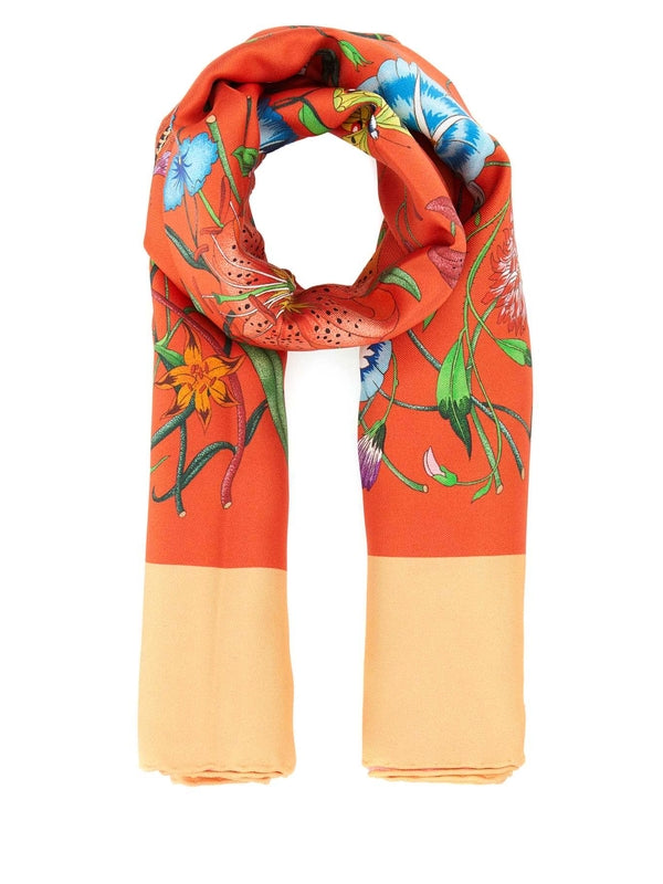 Flower Printed Silk Scarf