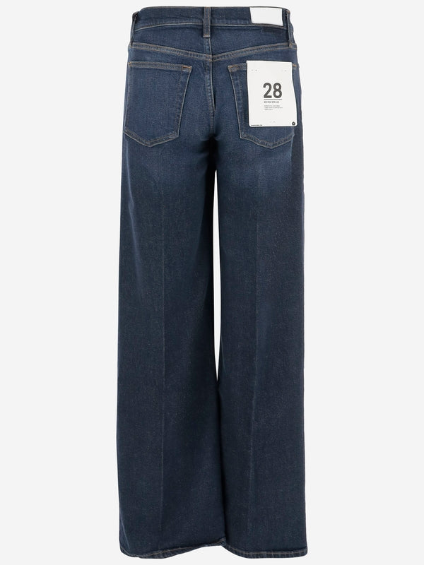 Wrinkle Washed Mid-Rise Wide Denim Pants