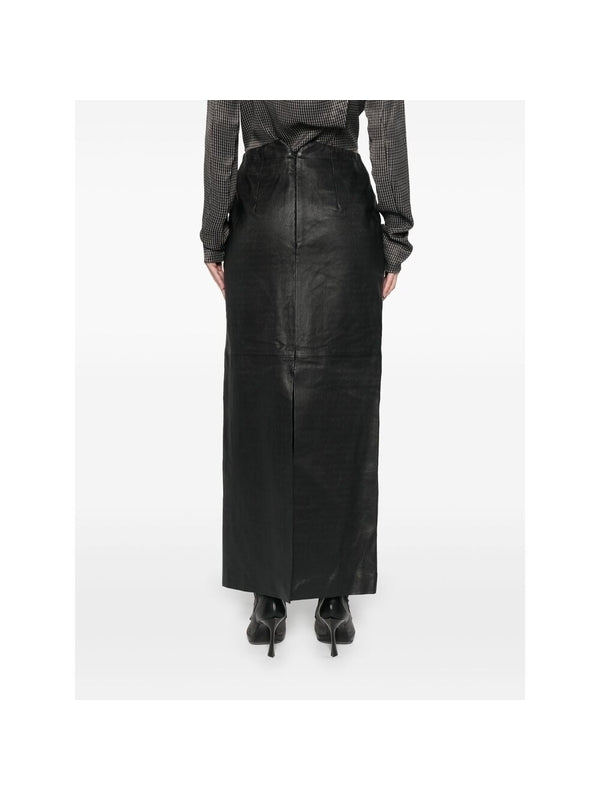 Slit Leather Skirt