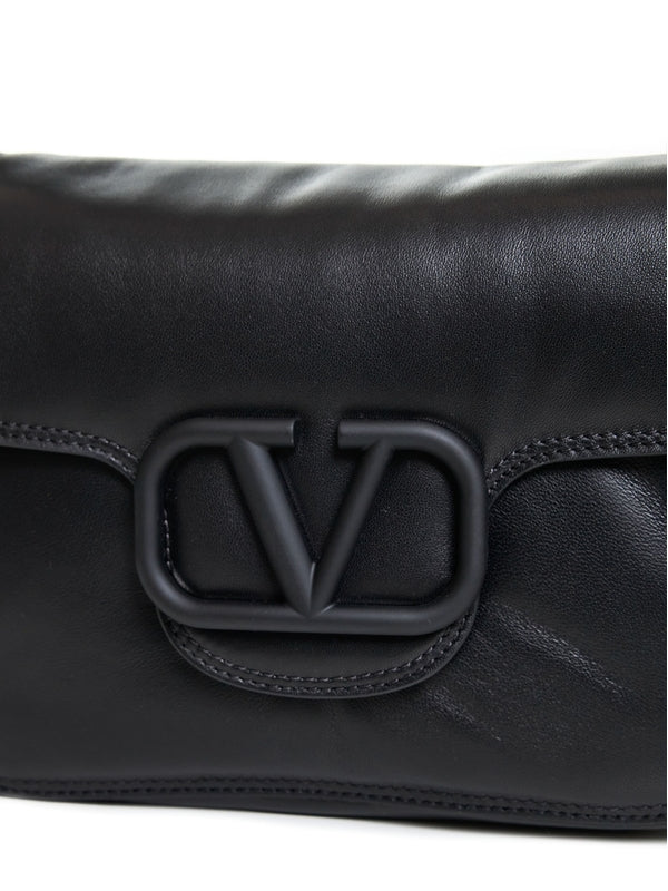 V Logo Leather Crossbody Bag