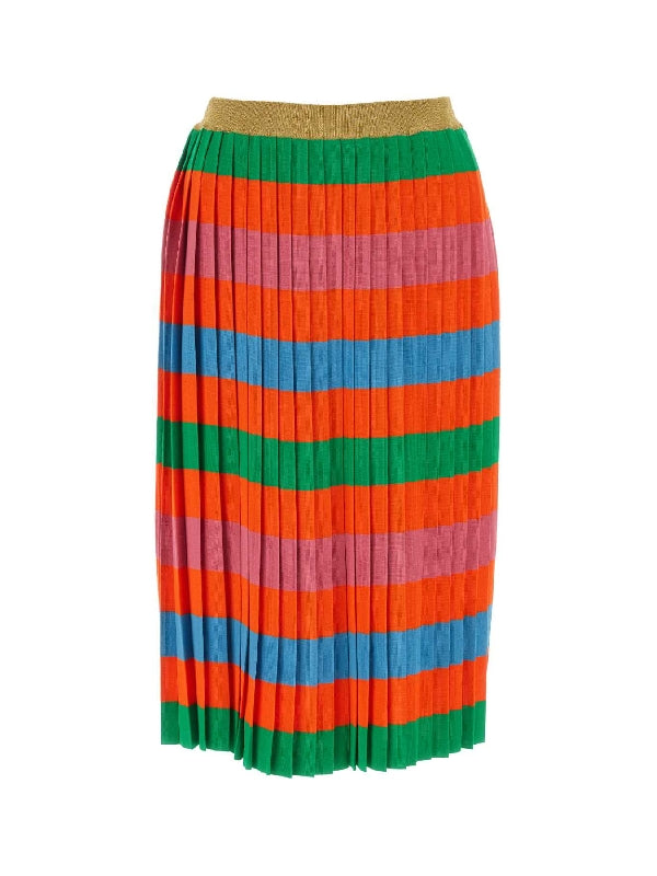 Stripe Pleated Skirt