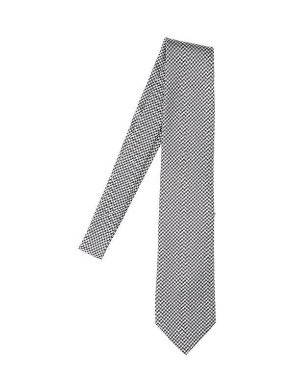 Houndstooth Pattern Silk Necktie