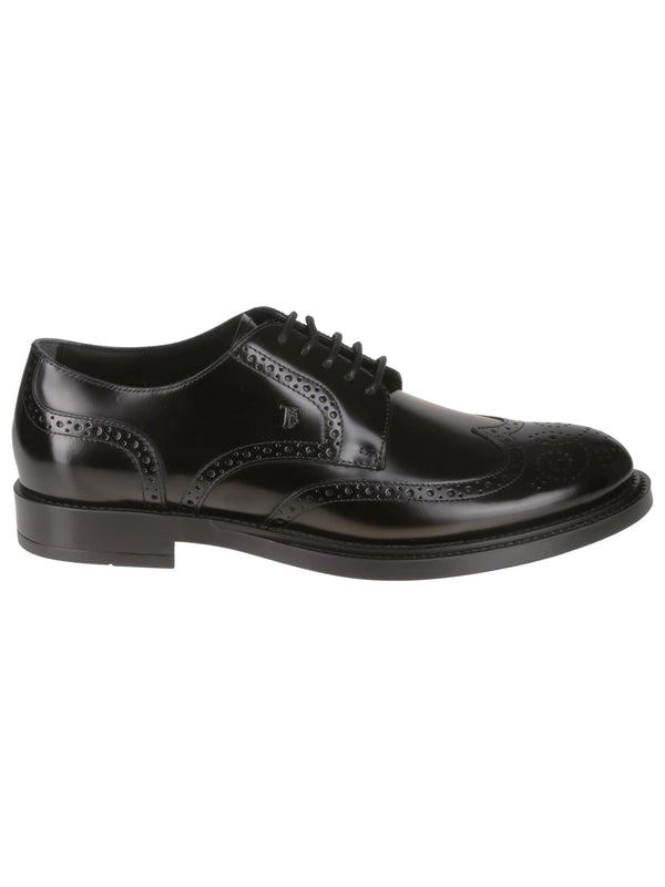 Black Leather Lace-up Shoes