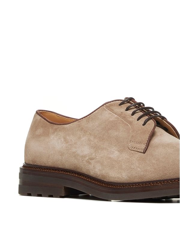 Beige Leather Lace-Up Shoes