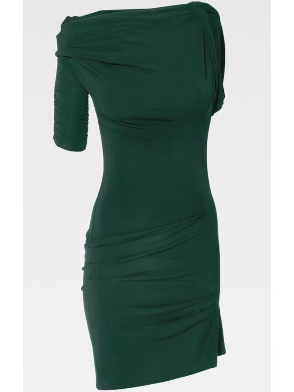 Asymmetric Detail Drape Mini Dress