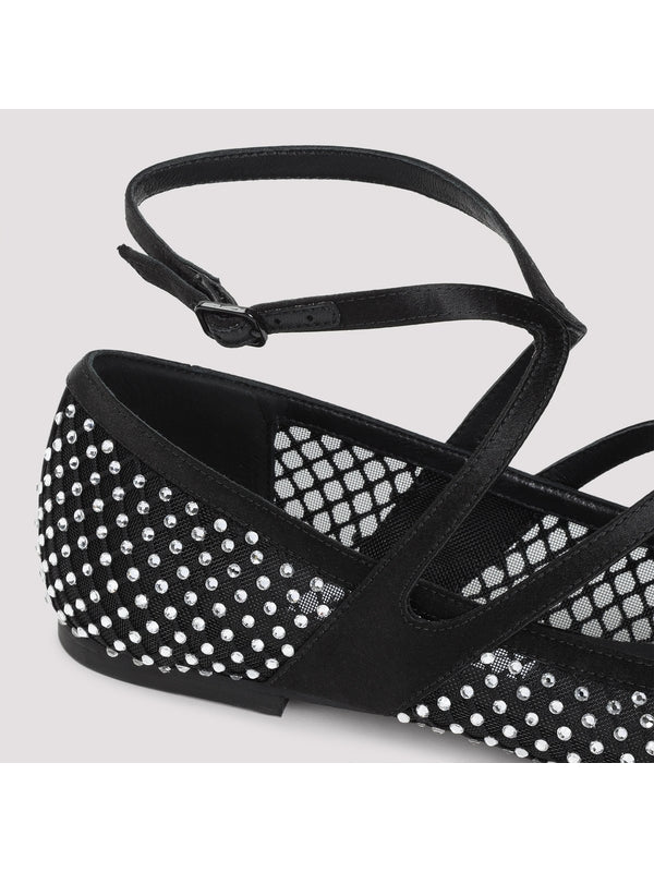 Astoria Crystal Strap Mesh Flat Shoes