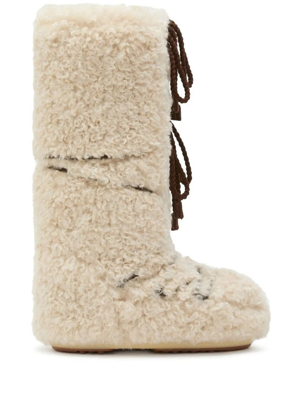 Moonboots Beige Lace-Up Boots