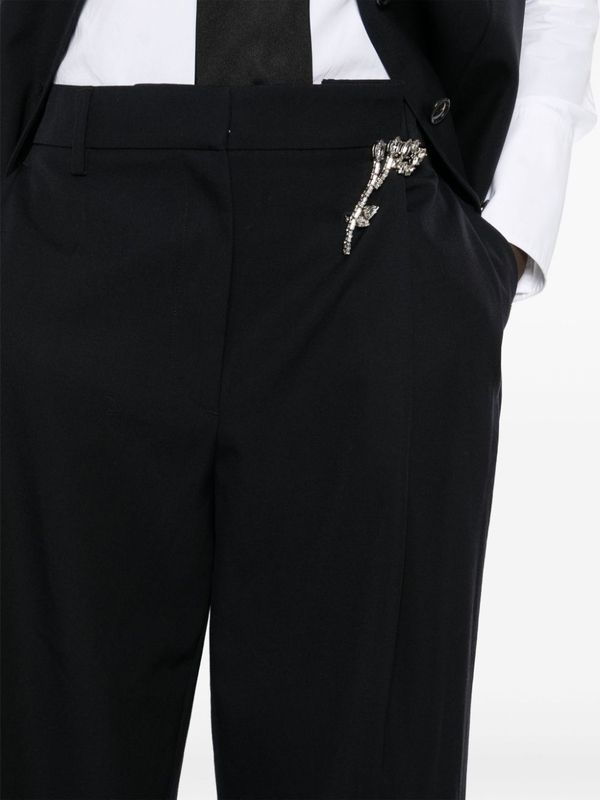 Crystal Detail Wool Tailored Pants