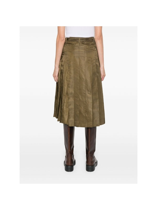 Zipper Detail Asymmetric Twill Skirt