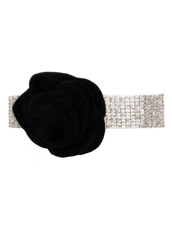 Velvet Flower Trim Choker Necklace