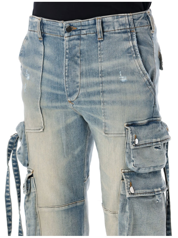 Strap Detail Cargo Denim Pants